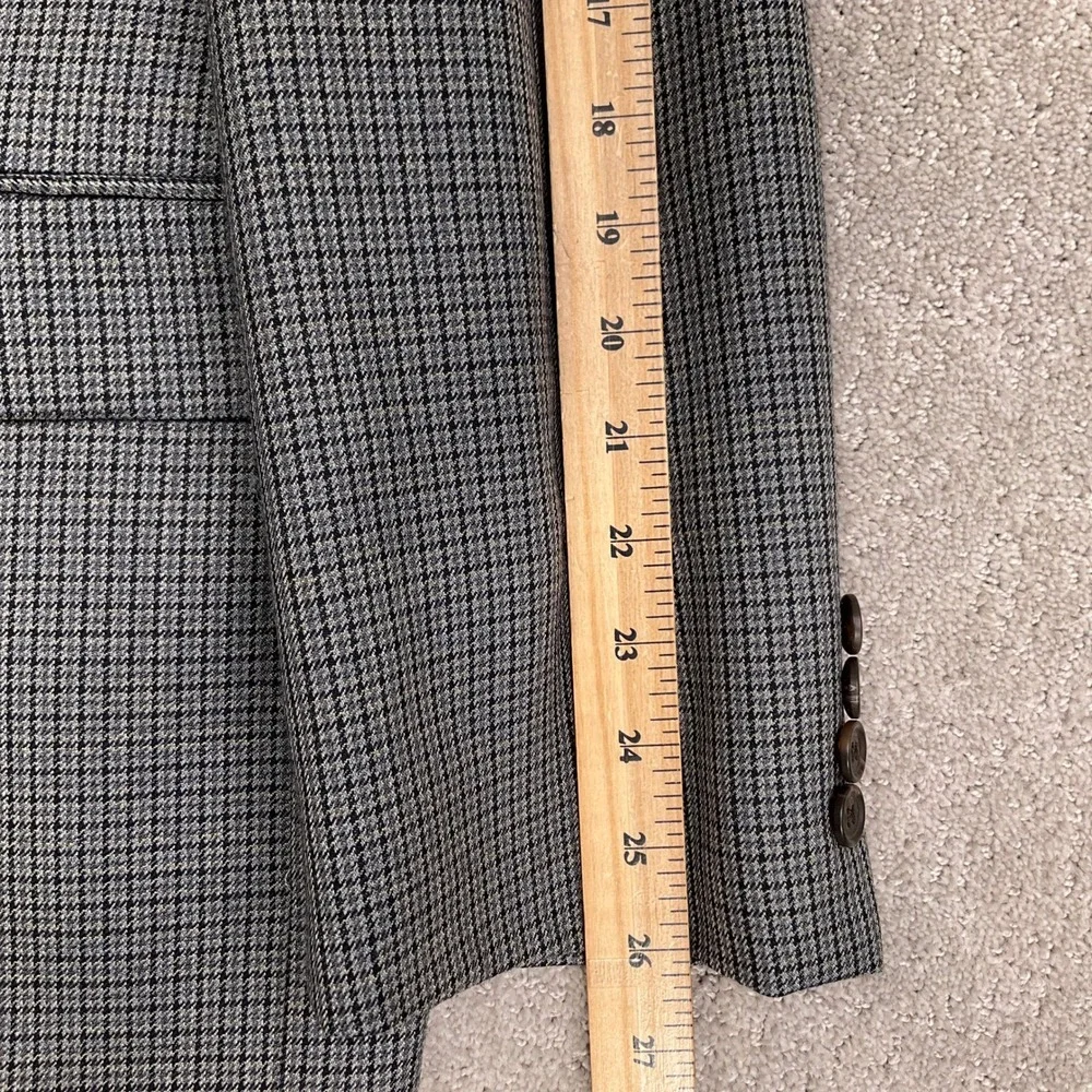 Lauren Ralph Lauren Blazer Mens 46L Gray Houndstooth Micro Check 2 Button Preppy
